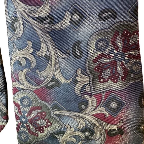 Floral Pattern Selftipped Italian silk tie - Navy/Grey  Mikael Collection Italian Silk 4\